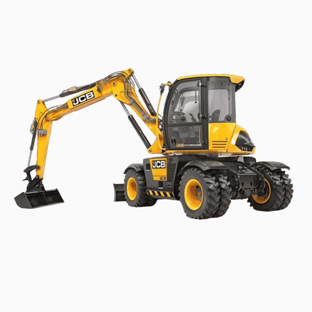 Pelle sur pneumatiques JCB neuve disponible chez OCCIMAT